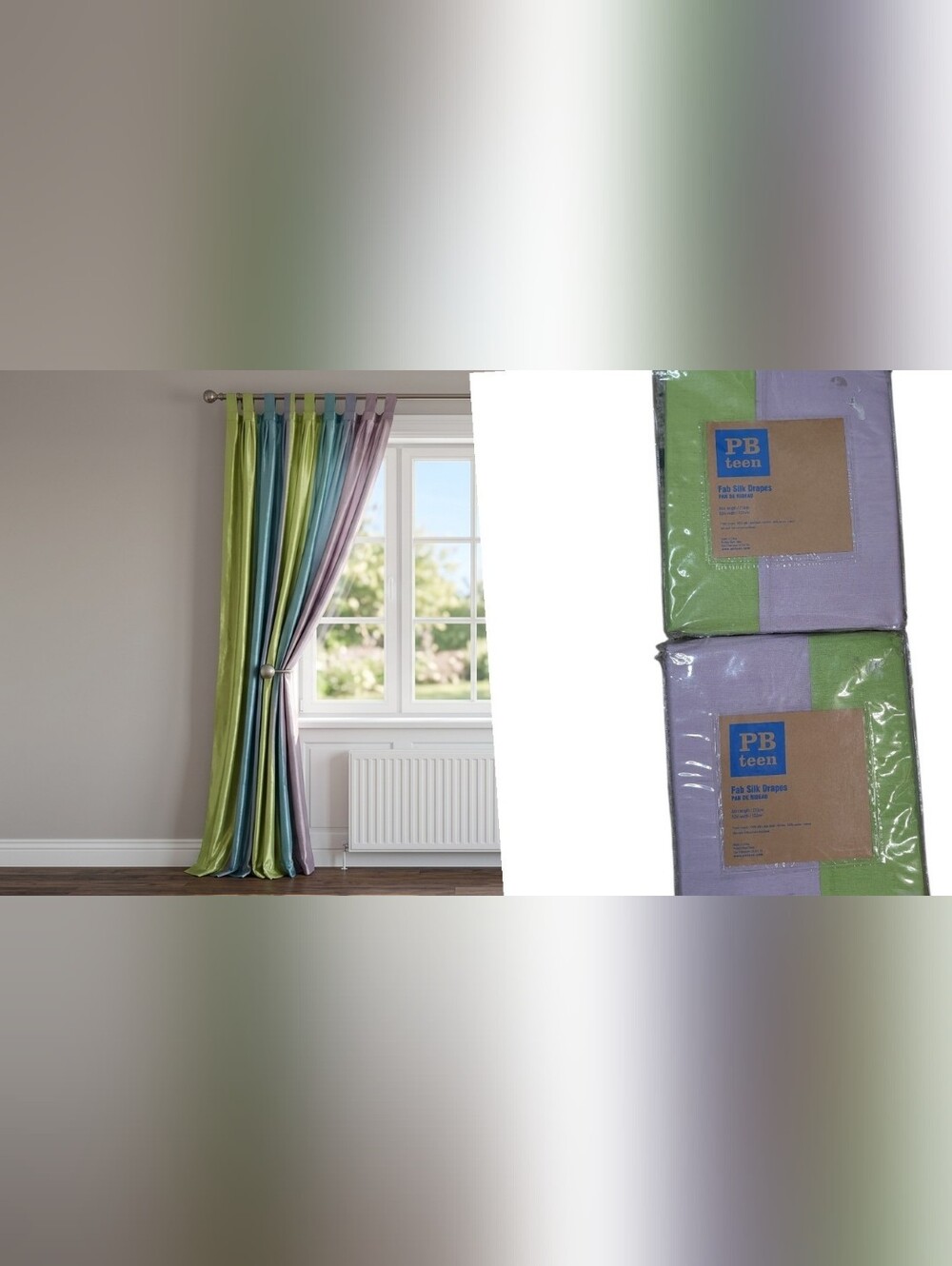 Pottery Barn Y2K Silk Drapes Chartreuse Retro Whimsical Boho 84 Length 54 Width